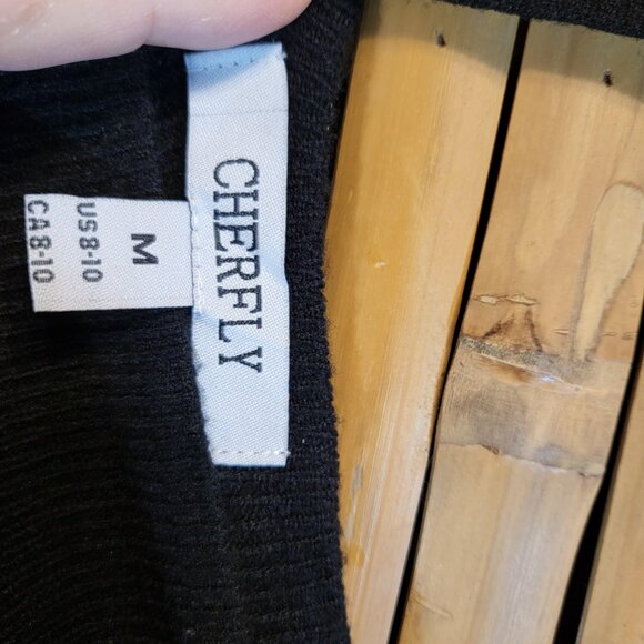 Cherfly V Neck Open Back Sweater Dress Size Medium Black NEW - Picture 3 of 8